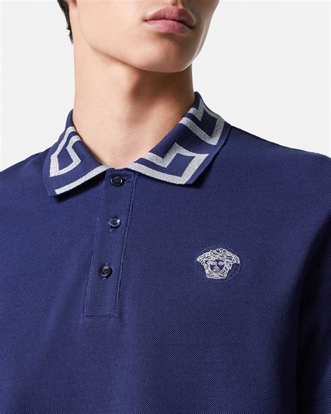 versace polo wit|Versace greca shirt.